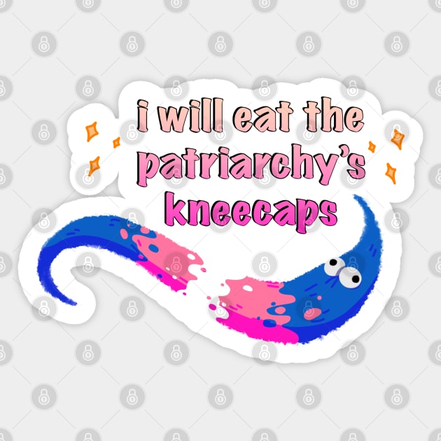 trans pride worm monches the patriarchy Sticker by egg